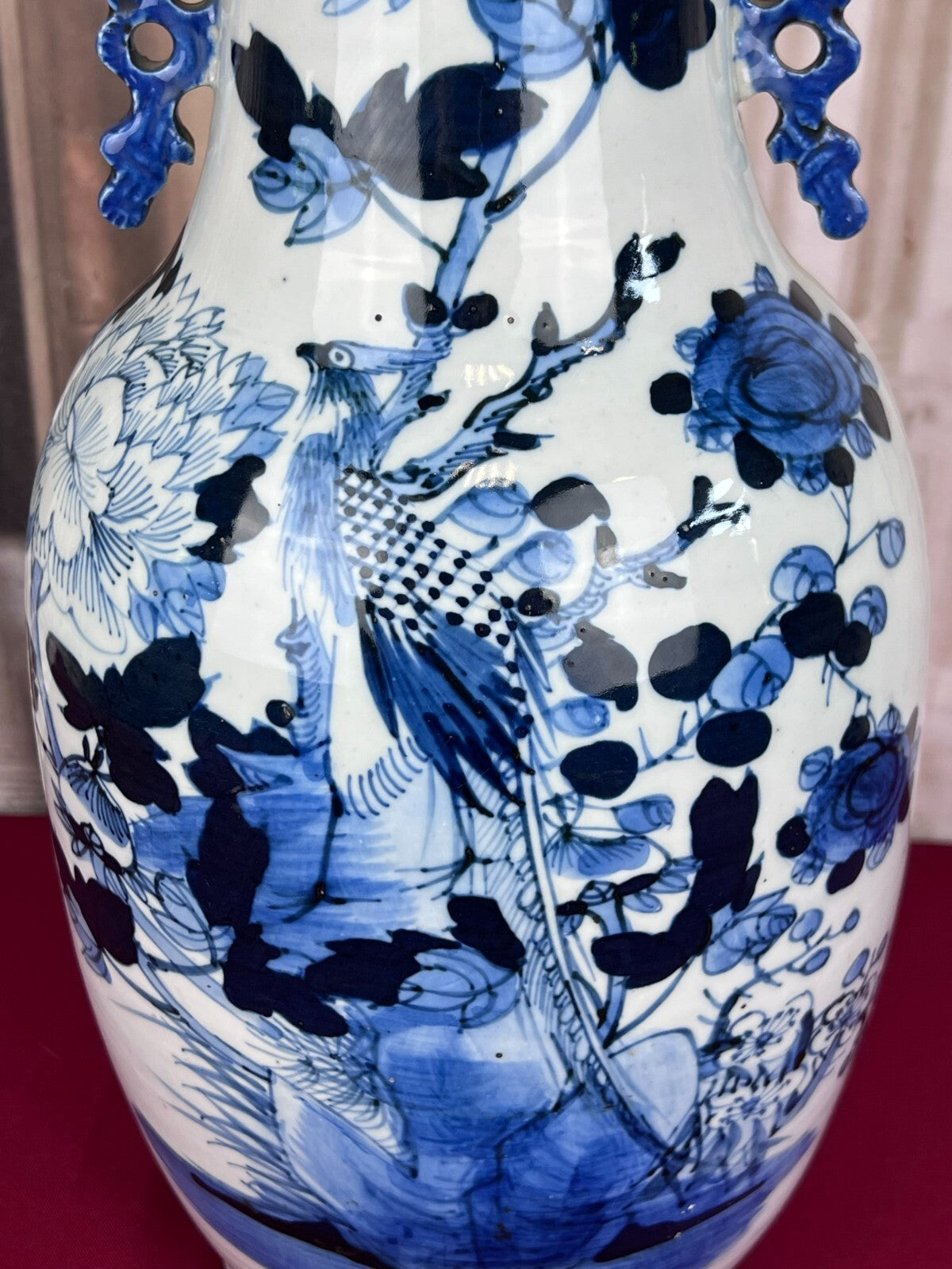Antike China Vase aus Porzellan Paradies Vogel 44cm
