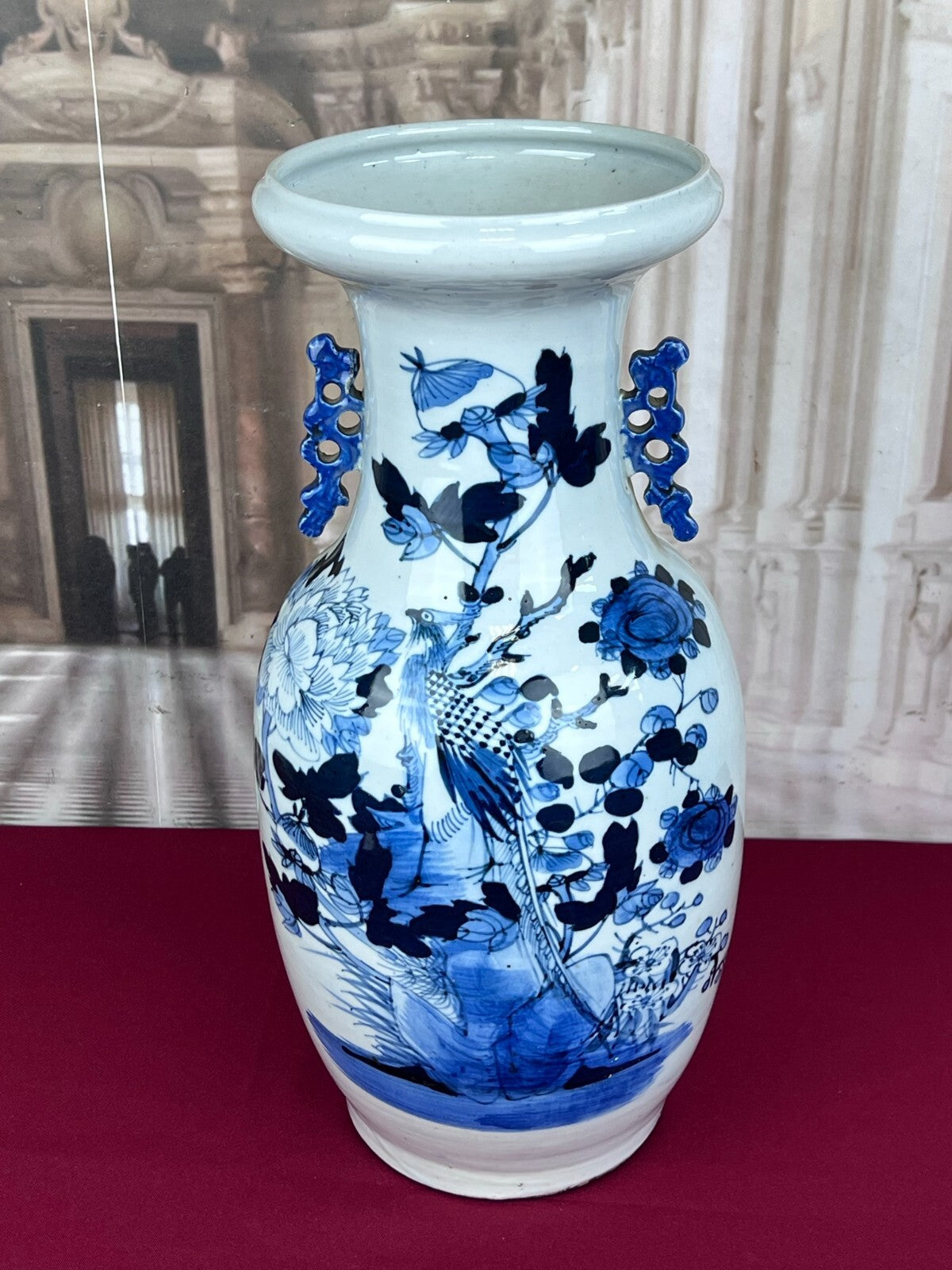 Antike China Vase aus Porzellan Paradies Vogel 44cm