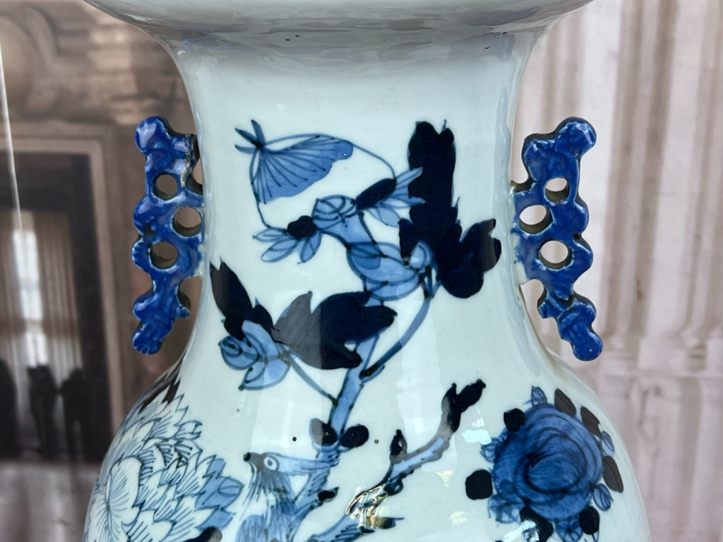Antike China Vase aus Porzellan Paradies Vogel 44cm