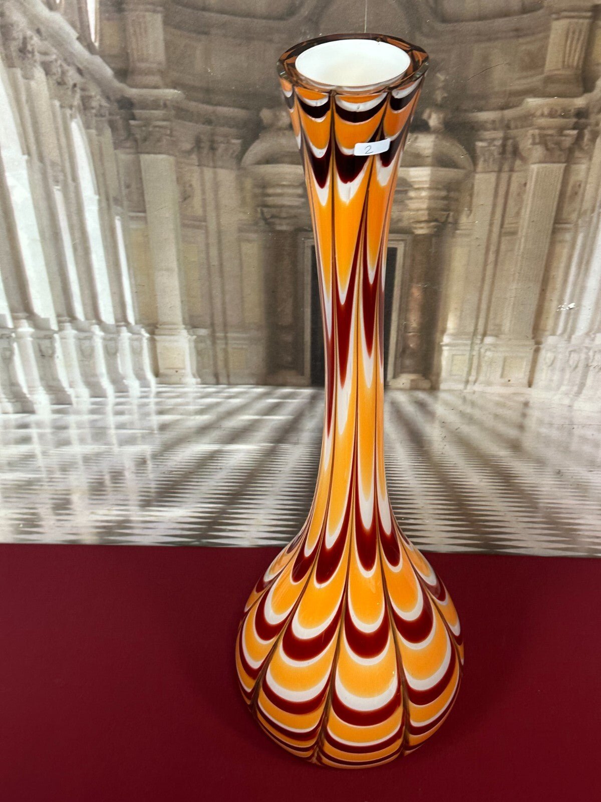 Vintage Bodenvase grosse Vase aus Glas Lollipop Space Age Schott Zwiesel 74x24cm
