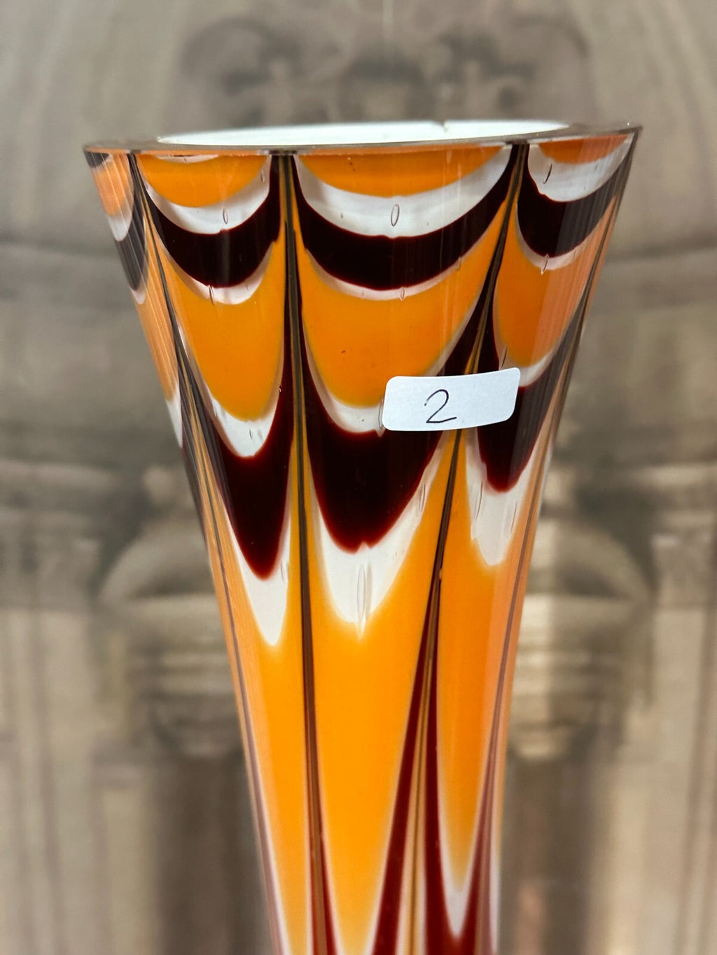Vintage Bodenvase grosse Vase aus Glas Lollipop Space Age Schott Zwiesel 74x24cm