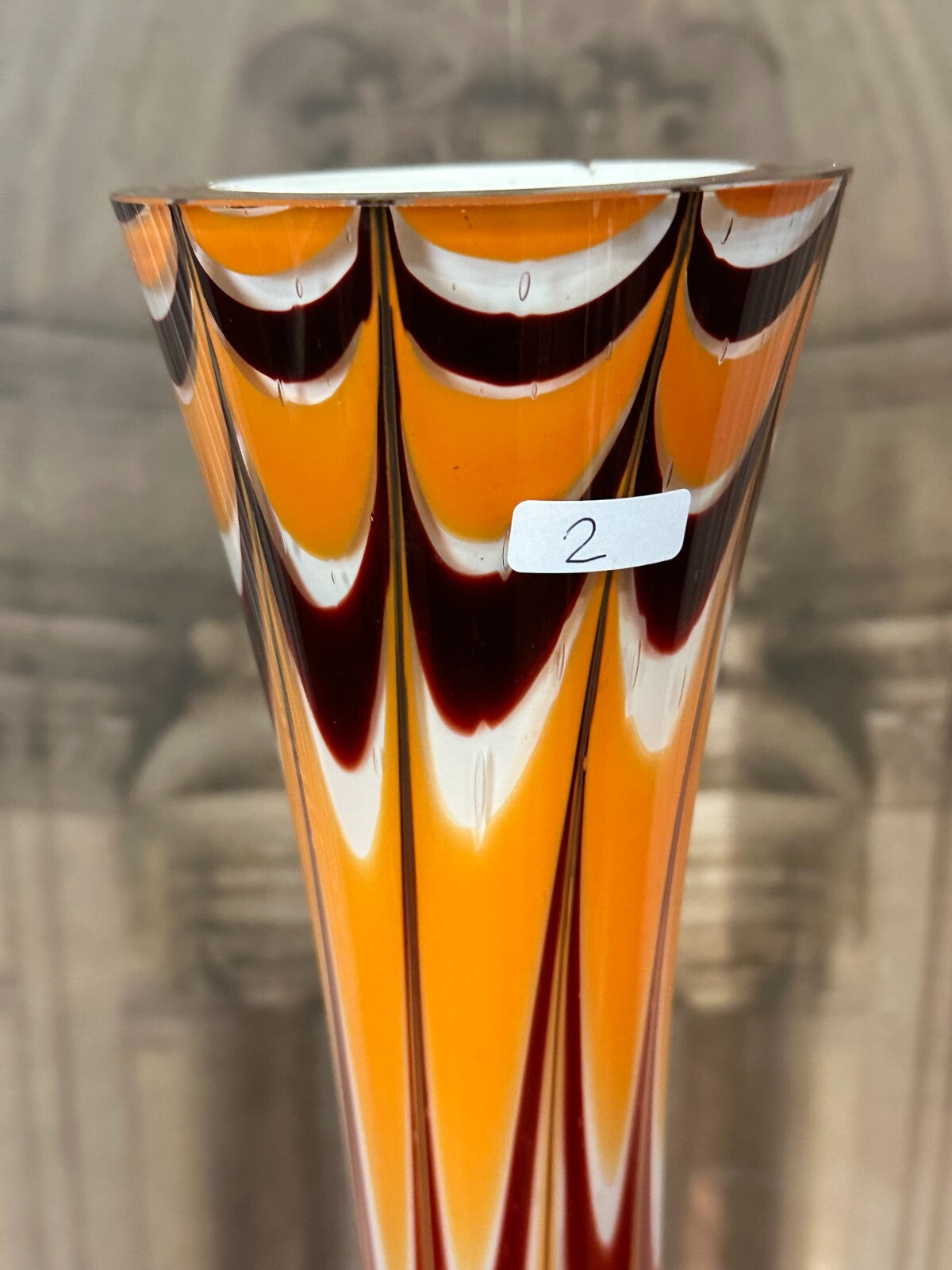 Vintage Bodenvase grosse Vase aus Glas Lollipop Space Age Schott Zwiesel 74x24cm