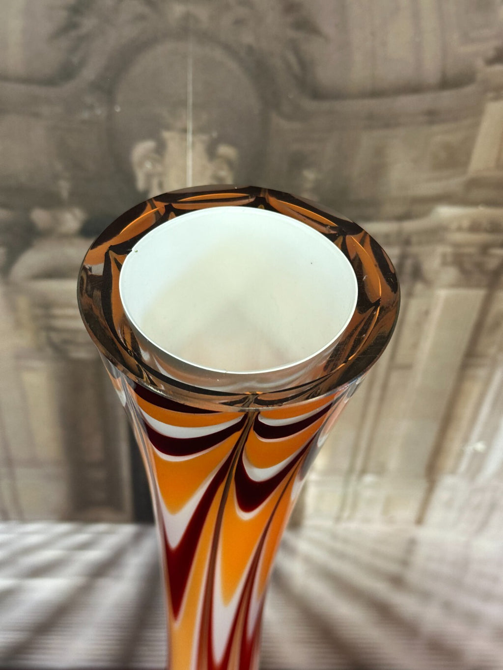 Vintage Bodenvase grosse Vase aus Glas Lollipop Space Age Schott Zwiesel 74x24cm