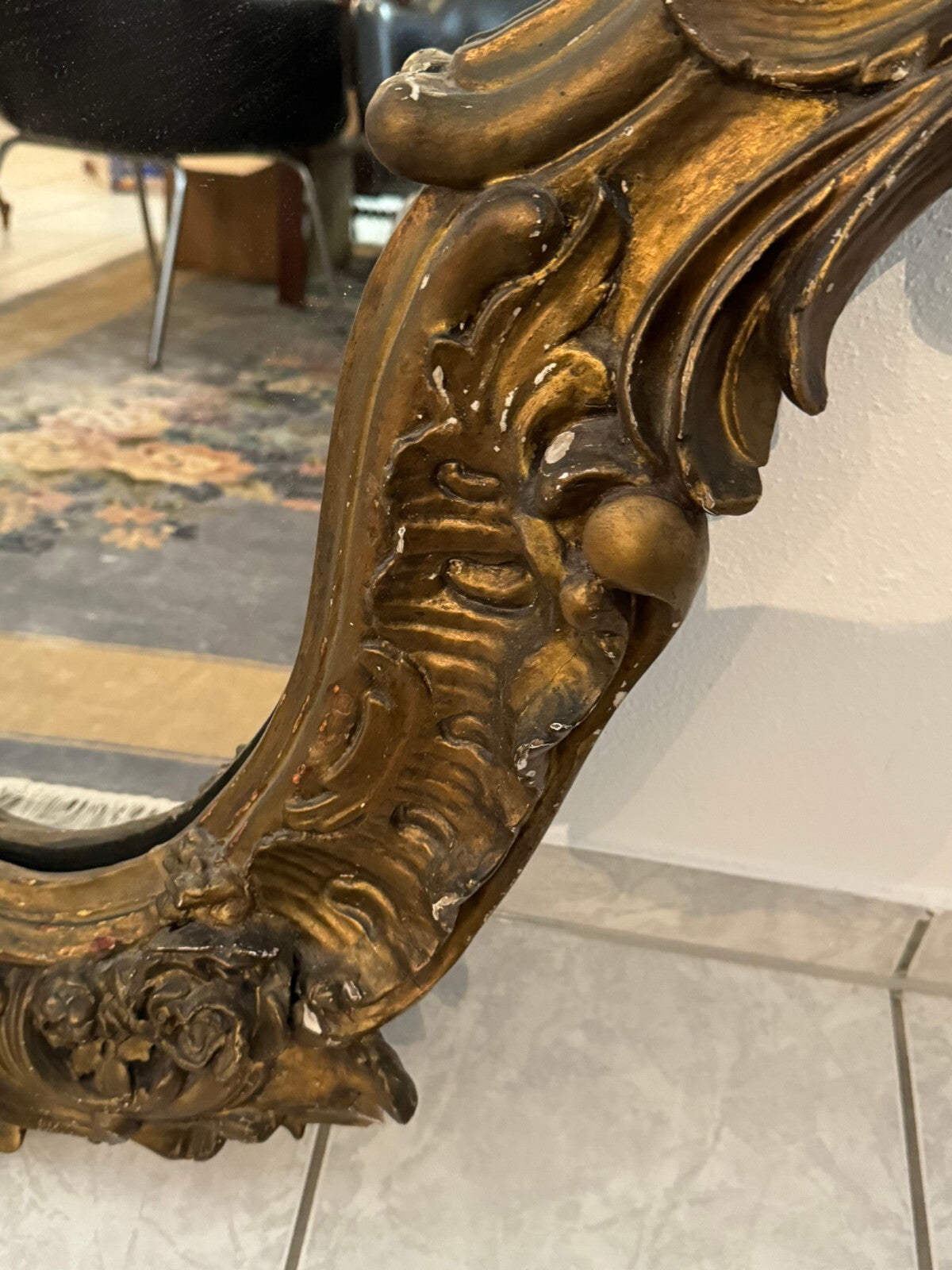Antiker Barock Wandspiegel Spiegel Barockspiegel Wappen 19 tes Jhdt