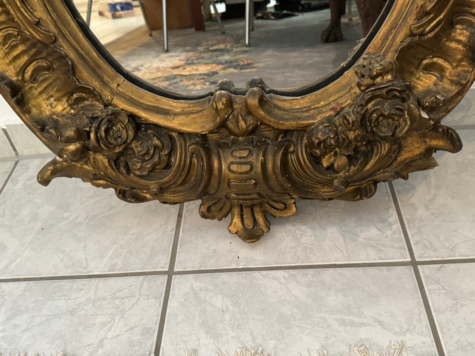 Antiker Barock Wandspiegel Spiegel Barockspiegel Wappen 19 tes Jhdt