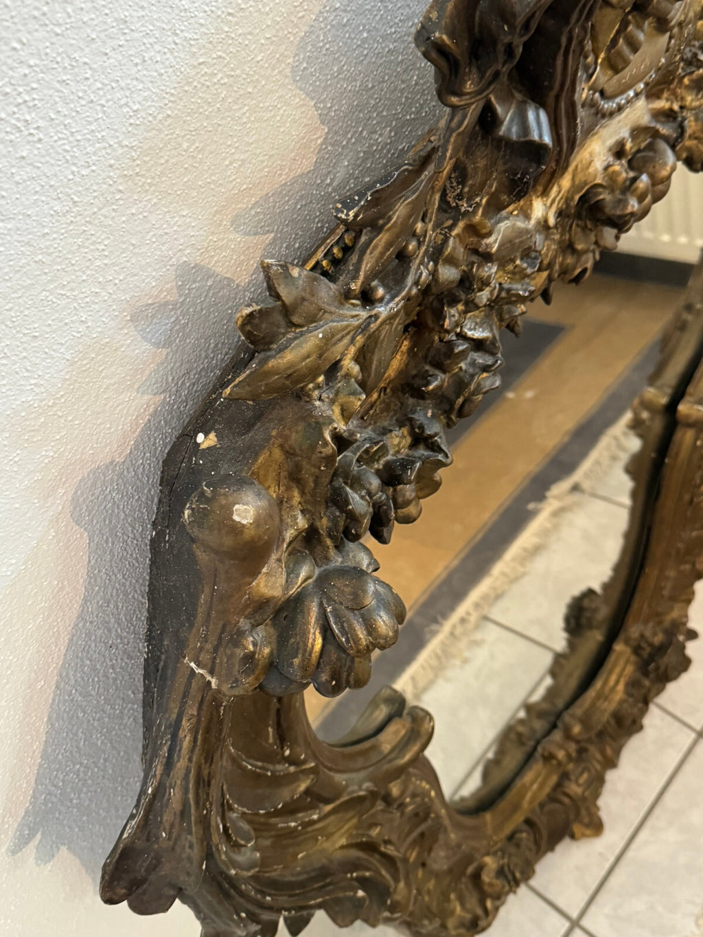 Antiker Barock Wandspiegel Spiegel Barockspiegel Wappen 19 tes Jhdt