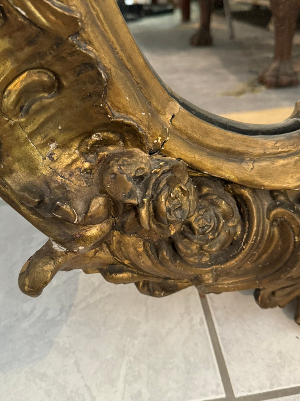 Antiker Barock Wandspiegel Spiegel Barockspiegel Wappen 19 tes Jhdt