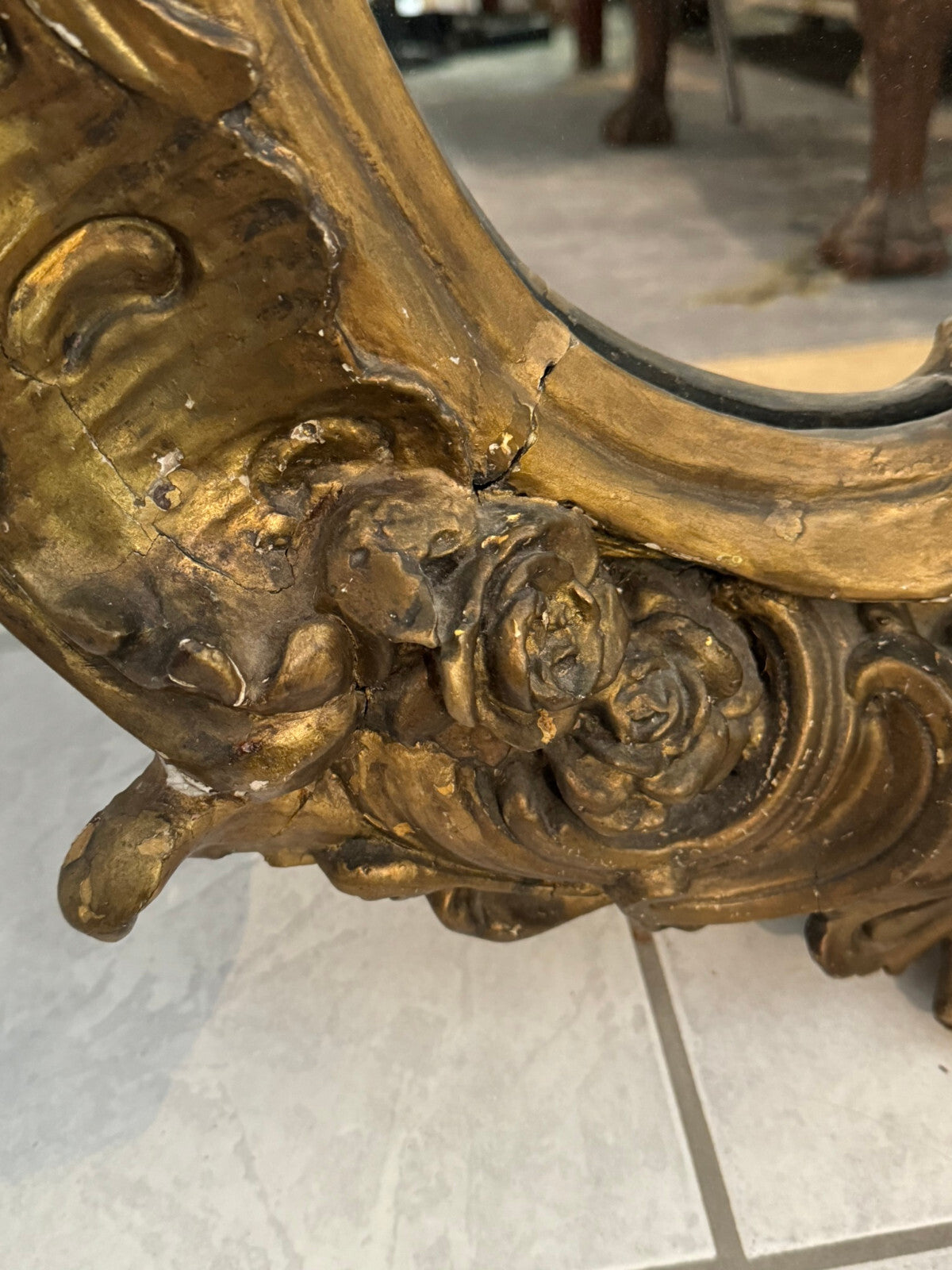 Antiker Barock Wandspiegel Spiegel Barockspiegel Wappen 19 tes Jhdt