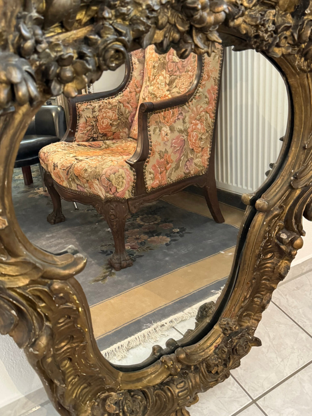 Antiker Barock Wandspiegel Spiegel Barockspiegel Wappen 19 tes Jhdt