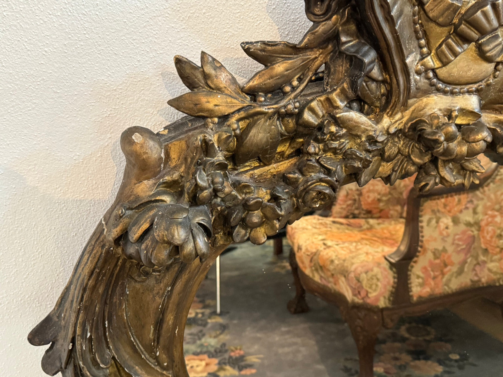 Antiker Barock Wandspiegel Spiegel Barockspiegel Wappen 19 tes Jhdt