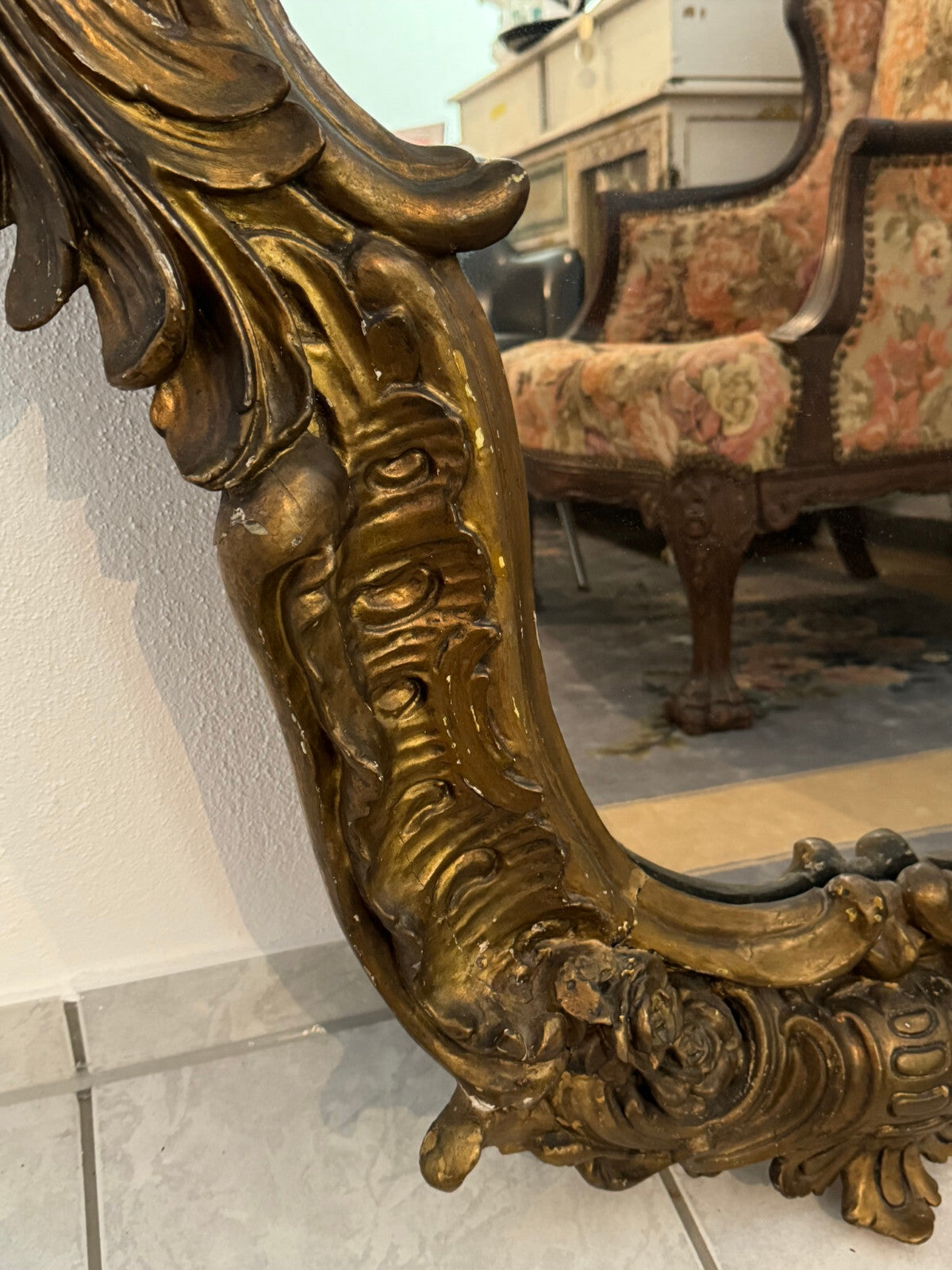 Antiker Barock Wandspiegel Spiegel Barockspiegel Wappen 19 tes Jhdt