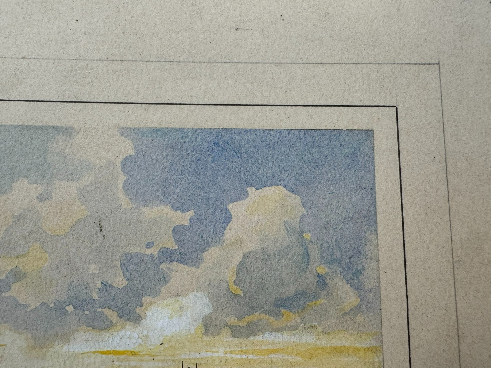 Buntes Aquarell signiert A. Doll auf Karton Geklebt