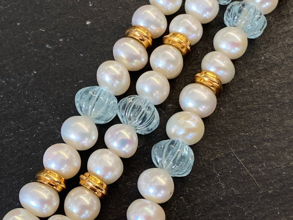 Herausragendes Collier 18 K Gelbgold 280 Diamanten 2,67ct Topas 9,2ct Aquamarin