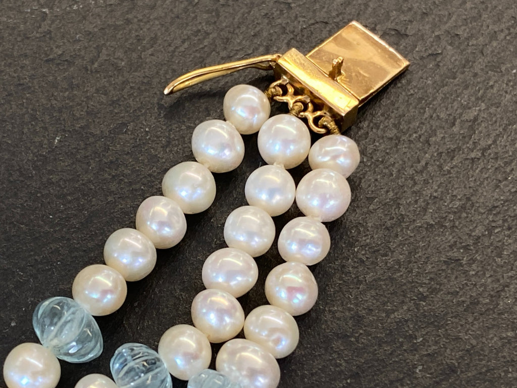 Herausragendes Collier 18 K Gelbgold 280 Diamanten 2,67ct Topas 9,2ct Aquamarin