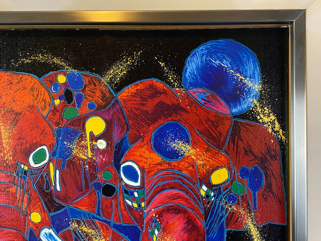 Jiang Tiefeng Serigraphie Afrika Elefanten massiv gerahmt