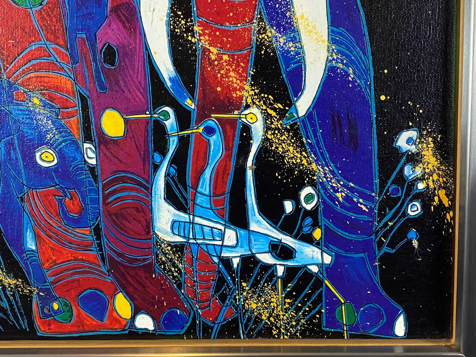 Jiang Tiefeng Serigraphie Afrika Elefanten massiv gerahmt