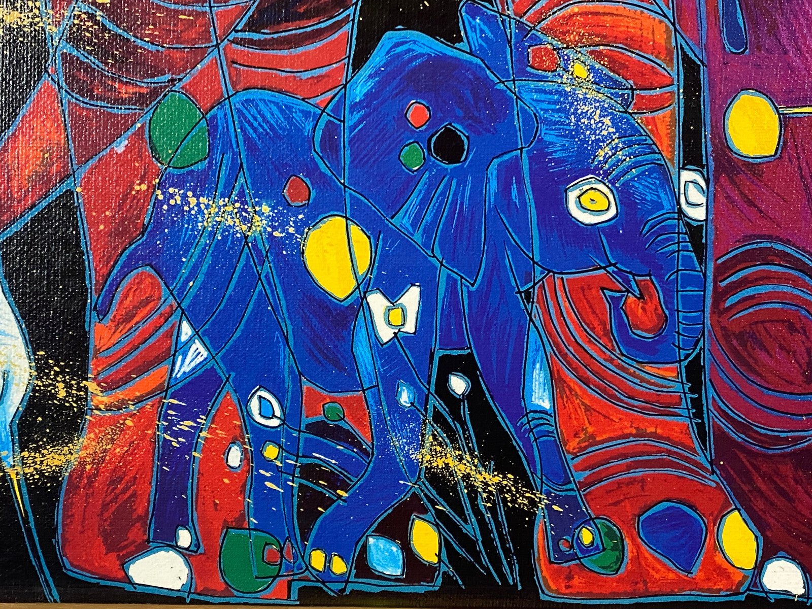 Jiang Tiefeng Serigraphie Afrika Elefanten massiv gerahmt
