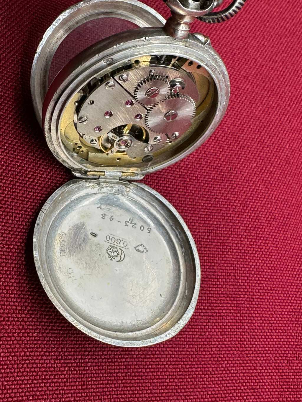 Antike Chatelaine für Taschenuhr um 1880 aus Tula Silber mit Defekter Uhr