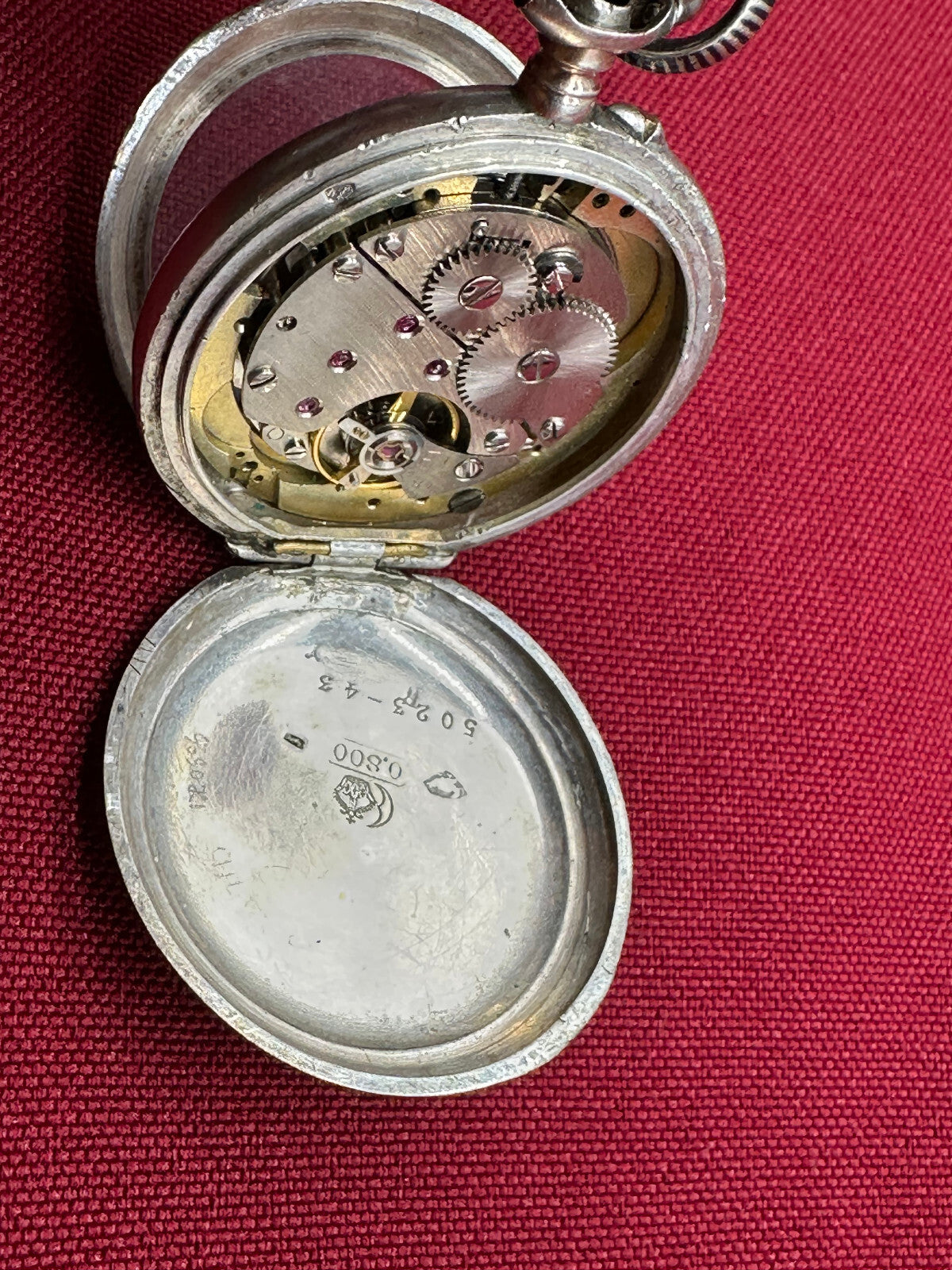 Antike Chatelaine für Taschenuhr um 1880 aus Tula Silber mit Defekter Uhr