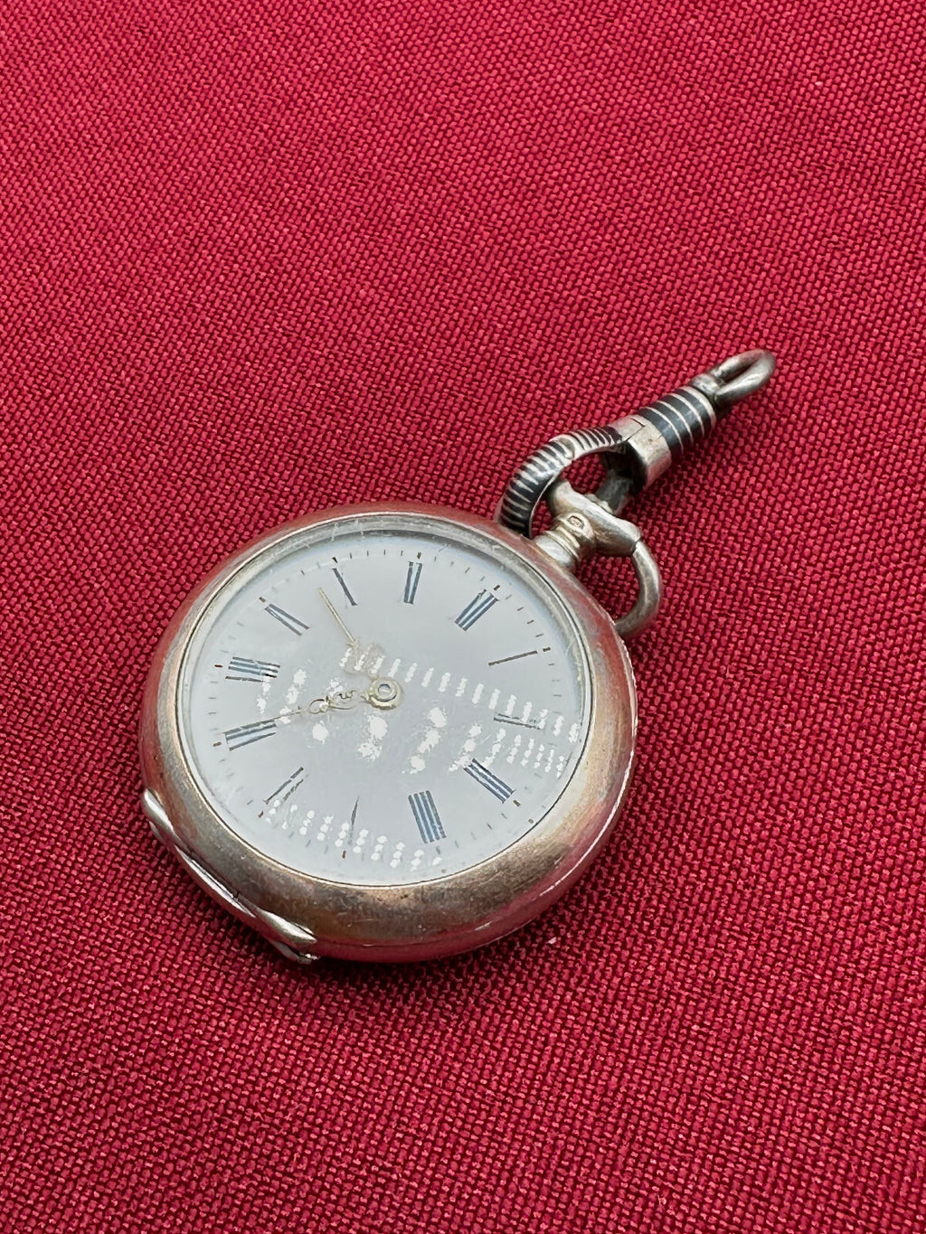 Antike Chatelaine für Taschenuhr um 1880 aus Tula Silber mit Defekter Uhr