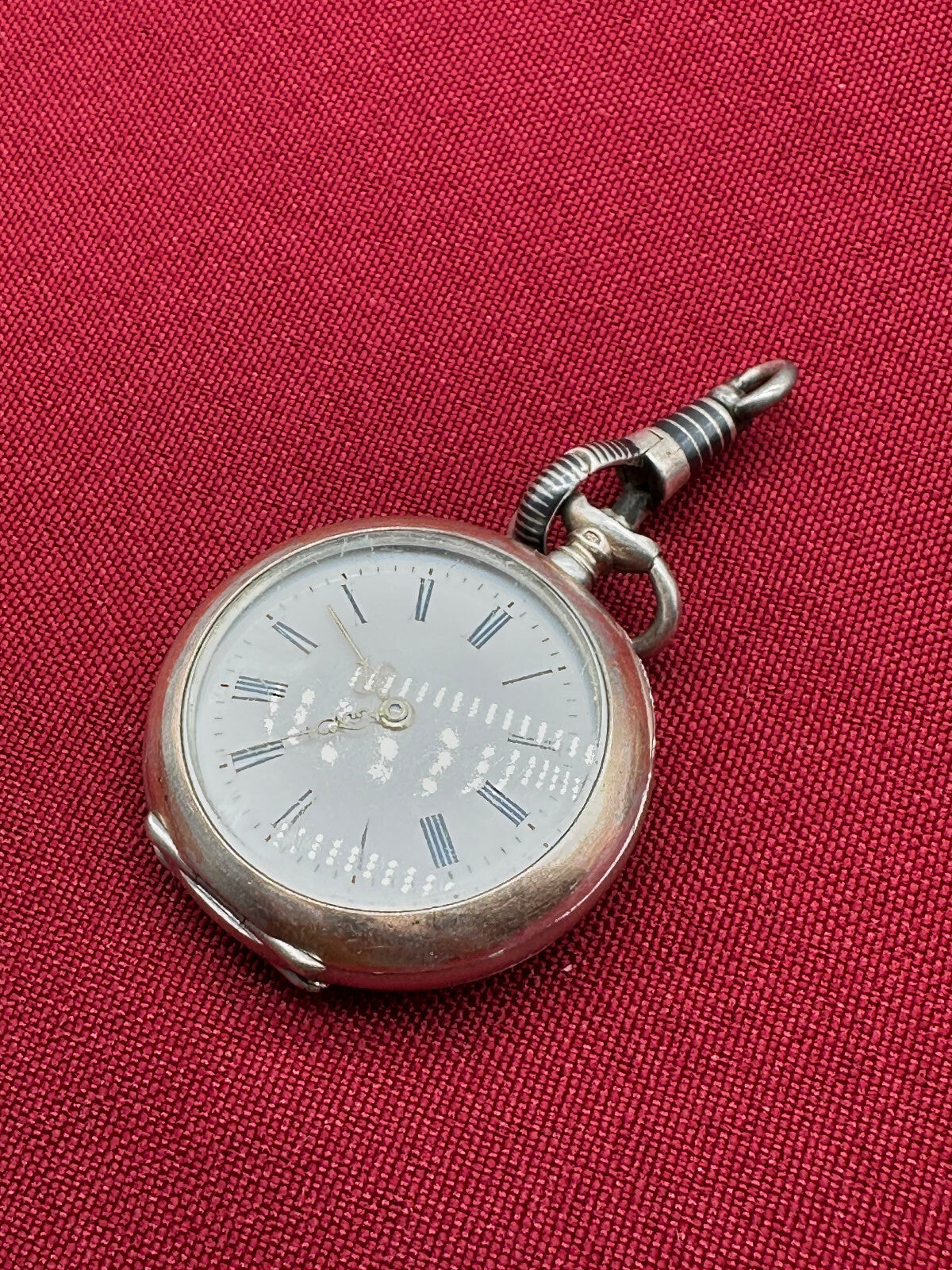Antike Chatelaine für Taschenuhr um 1880 aus Tula Silber mit Defekter Uhr