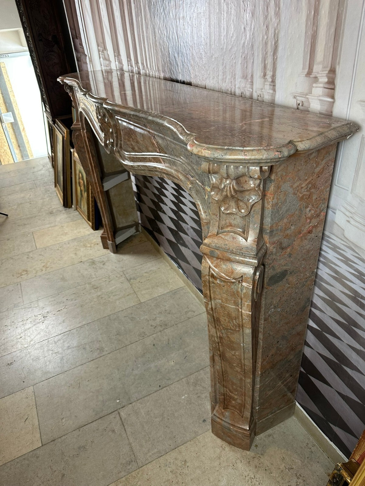 Antike Kaminumrandung Marmor Kamin Umrandung um 1880 Louis Xv Kaminverkleidung