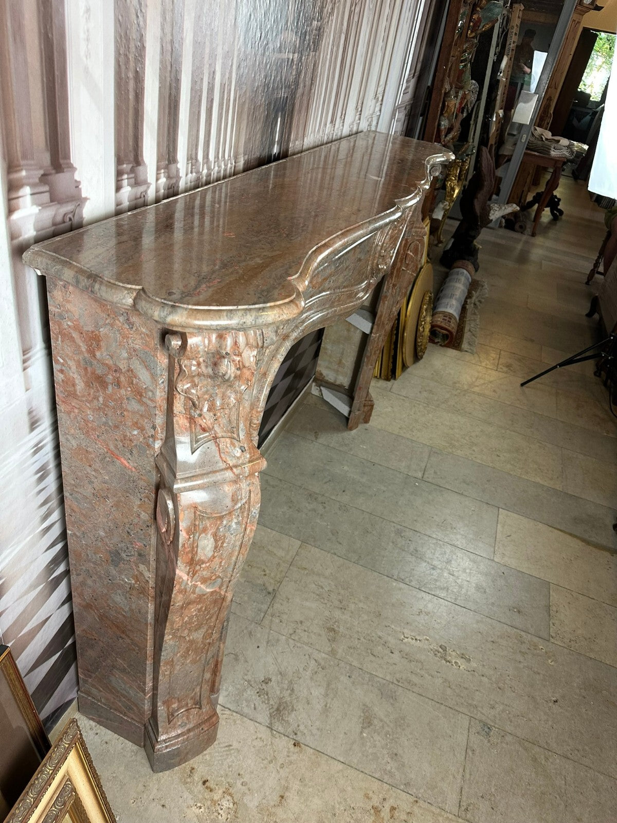 Antike Kaminumrandung Marmor Kamin Umrandung um 1880 Louis Xv Kaminverkleidung