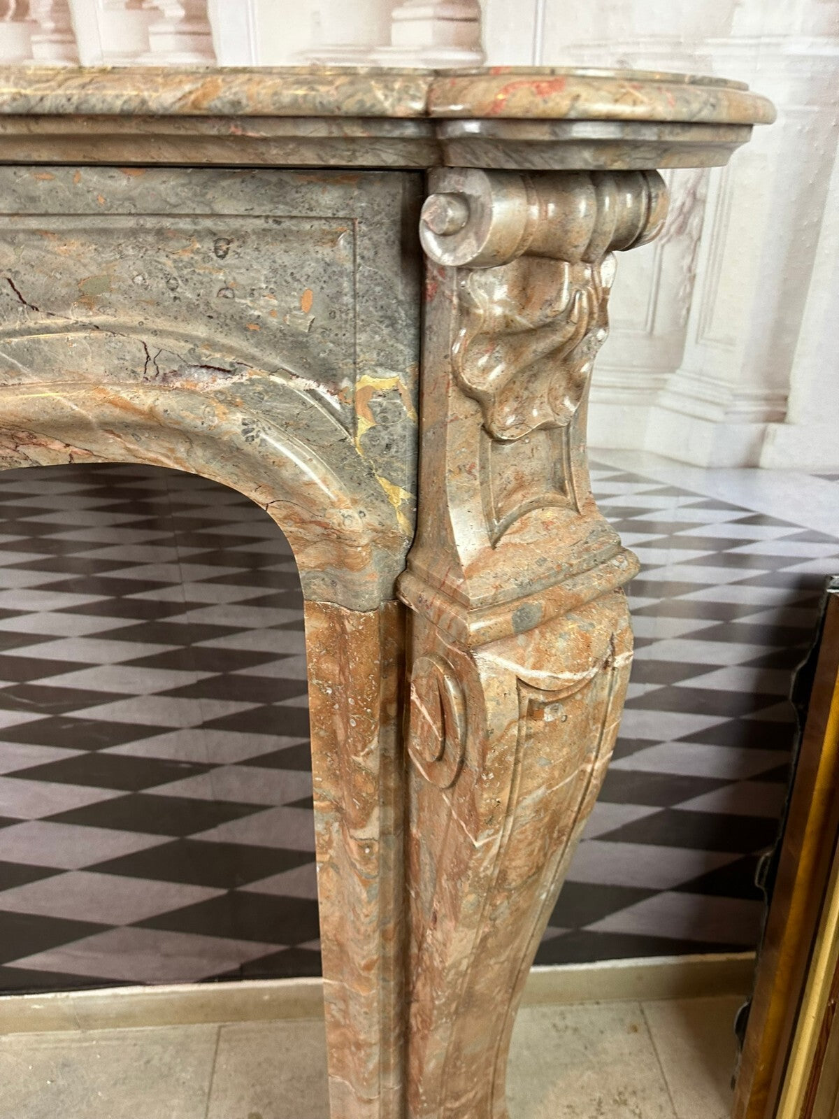 Antike Kaminumrandung Marmor Kamin Umrandung um 1880 Louis Xv Kaminverkleidung