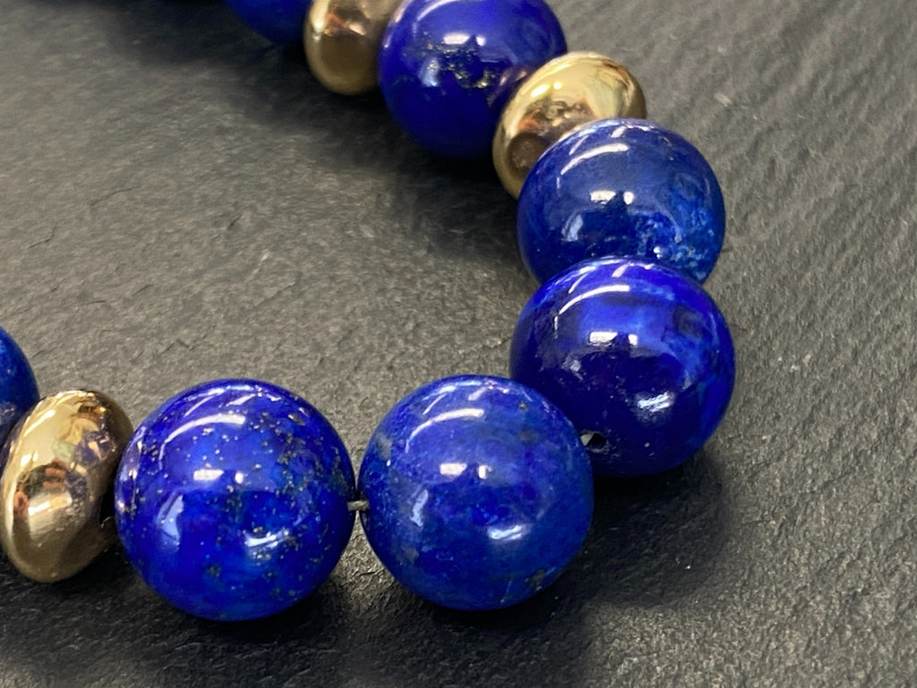 Massive Halskette aus Lapis Lazuli Perlen mit 1,2cm Durchmesser