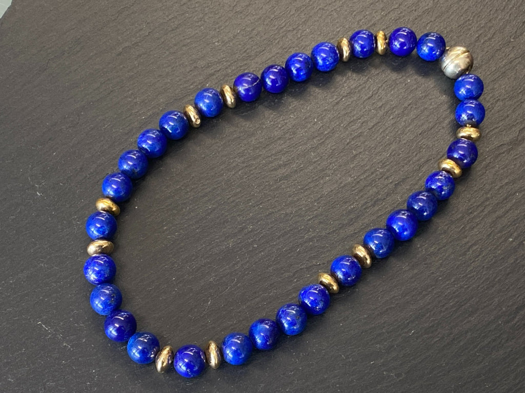 Massive Halskette aus Lapis Lazuli Perlen mit 1,2cm Durchmesser