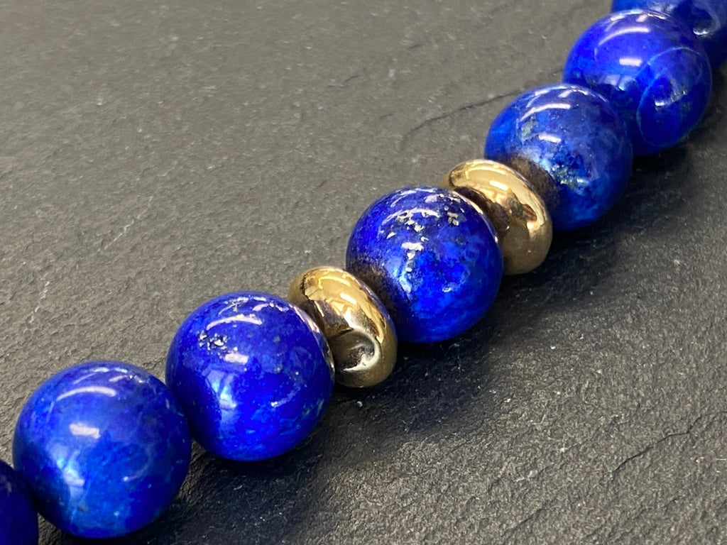 Massive Halskette aus Lapis Lazuli Perlen mit 1,2cm Durchmesser