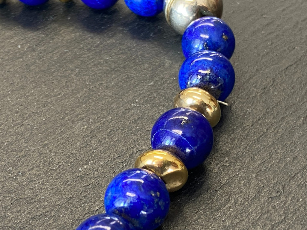 Massive Halskette aus Lapis Lazuli Perlen mit 1,2cm Durchmesser
