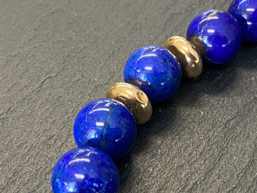 Massive Halskette aus Lapis Lazuli Perlen mit 1,2cm Durchmesser