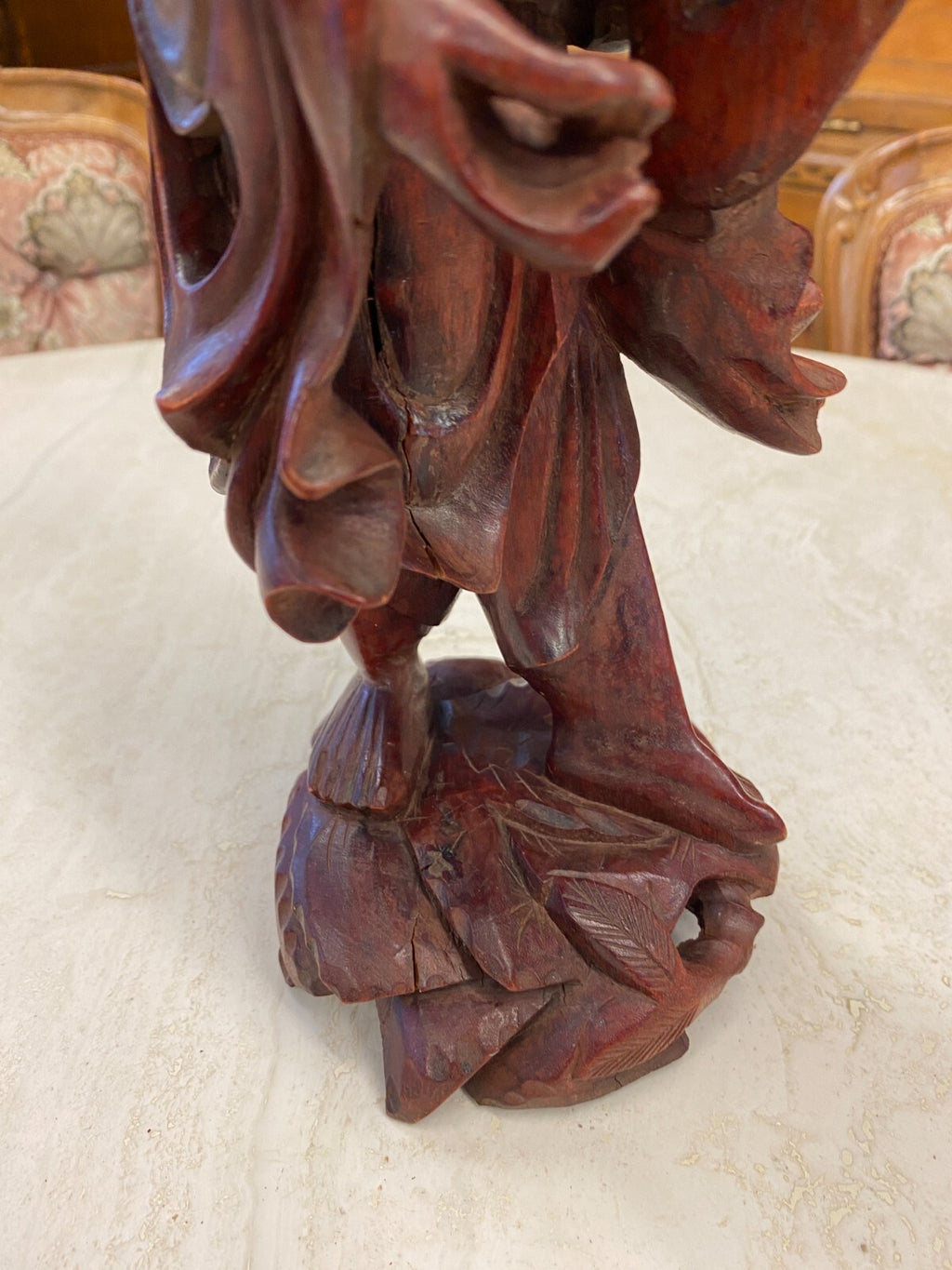 China Skulptur aus Holz stehender Gelehrter 32cm hoch