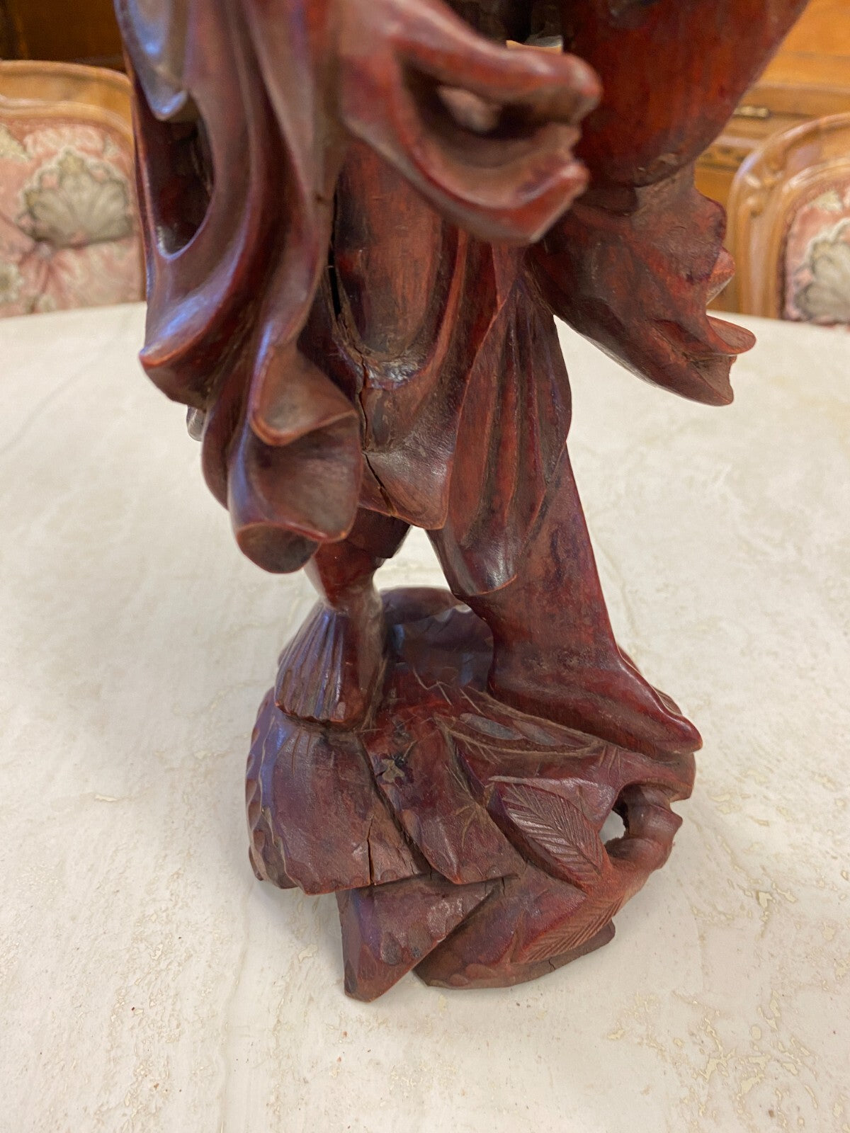 China Skulptur aus Holz stehender Gelehrter 32cm hoch