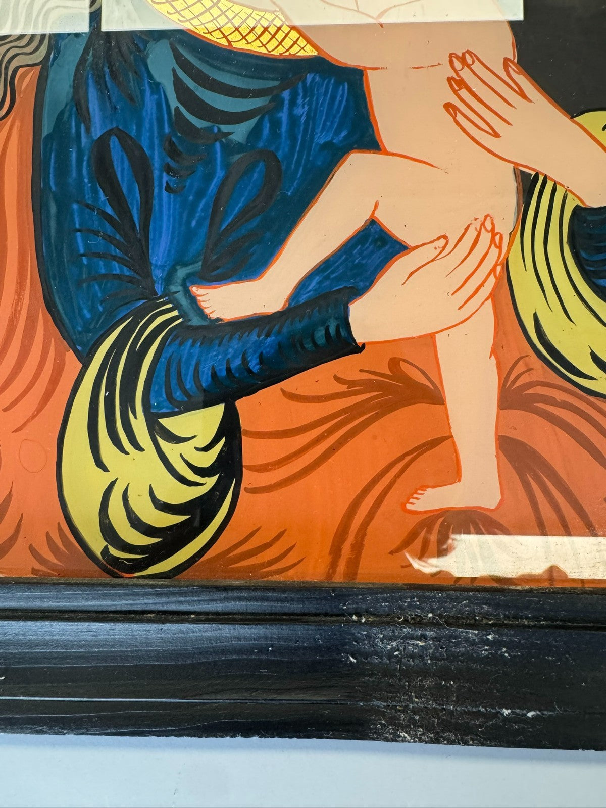 Hinterglasmalerei Heilige Maria mit dem Jesus Kind
