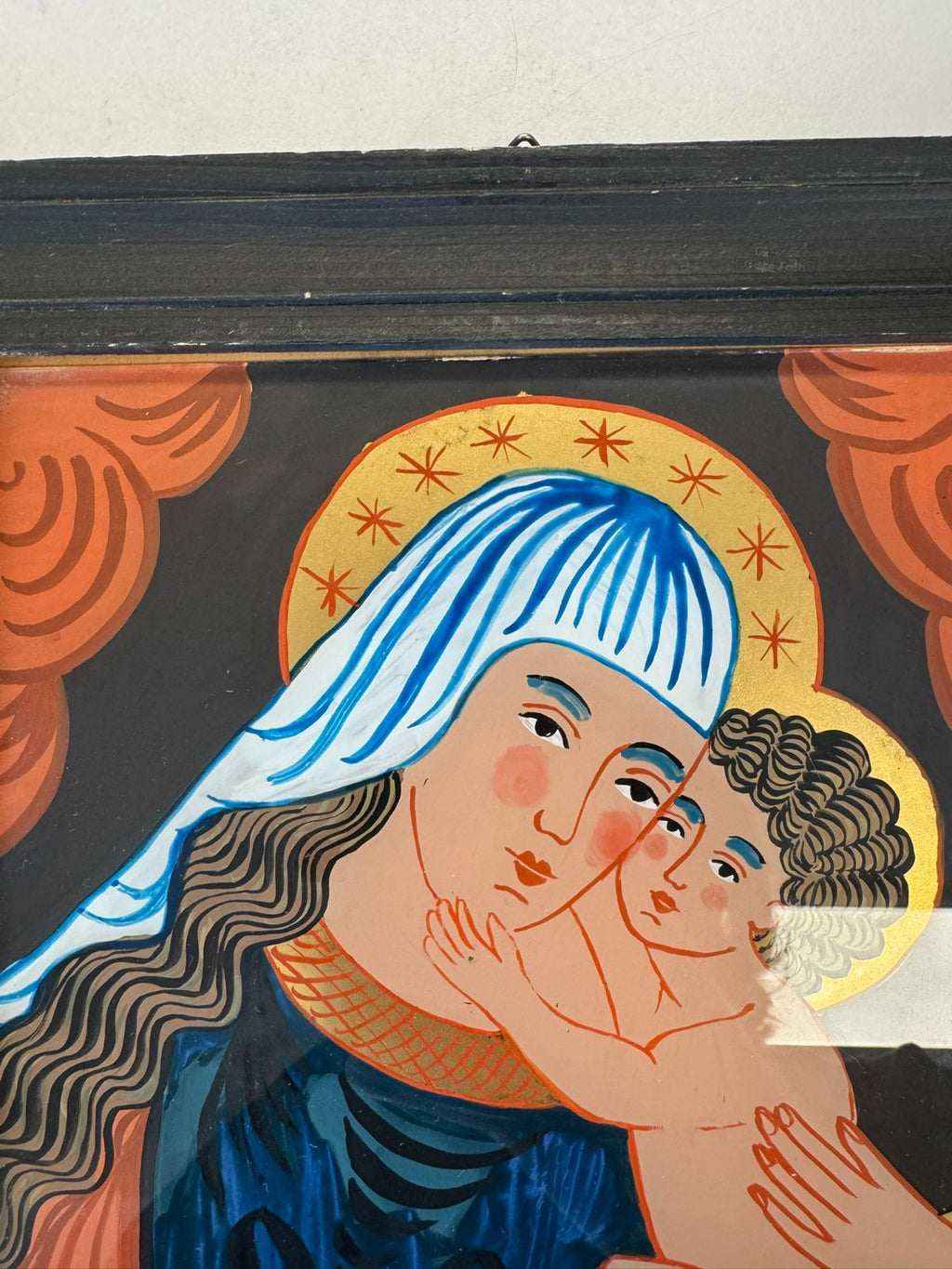 Hinterglasmalerei Heilige Maria mit dem Jesus Kind