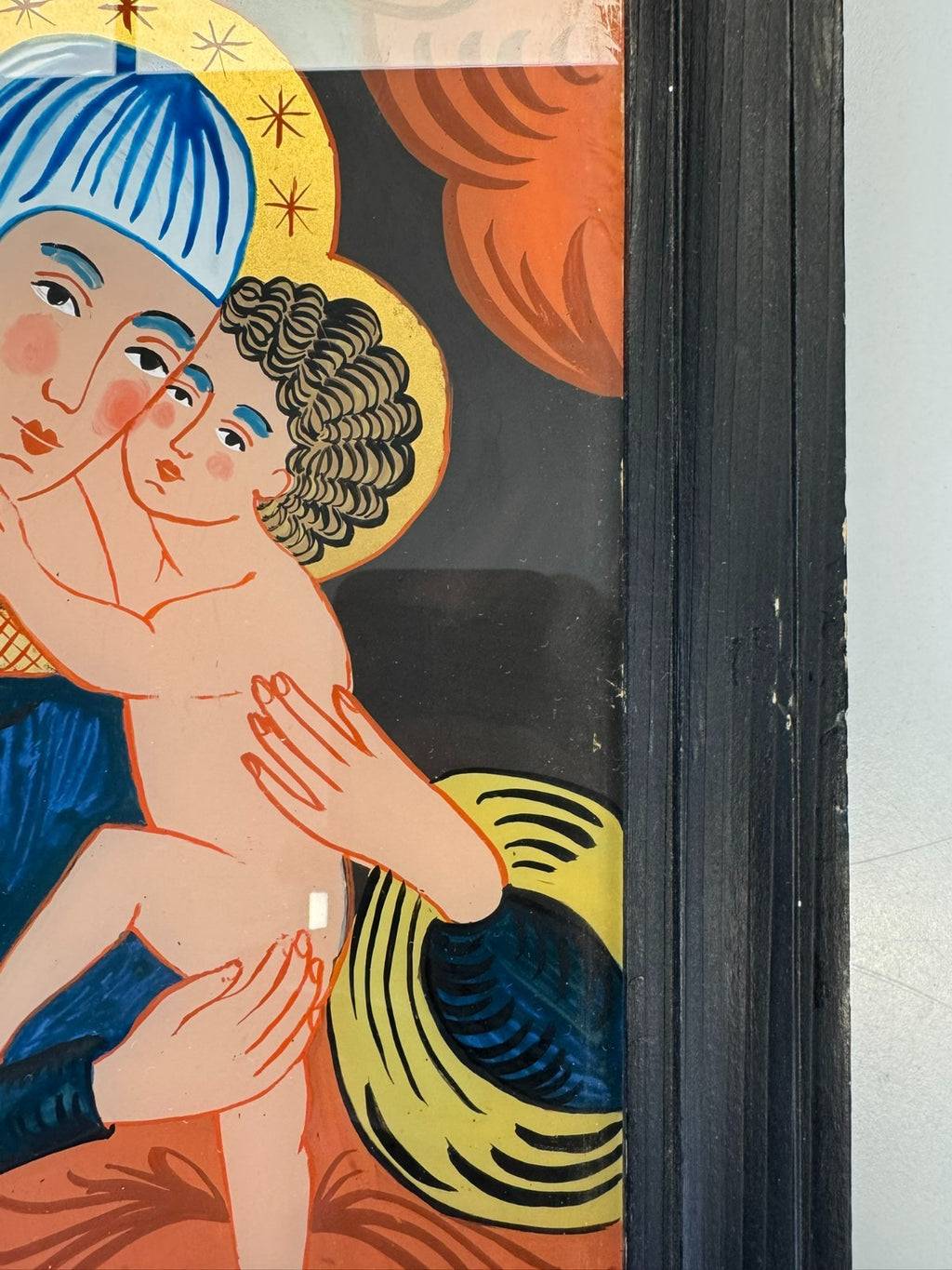 Hinterglasmalerei Heilige Maria mit dem Jesus Kind
