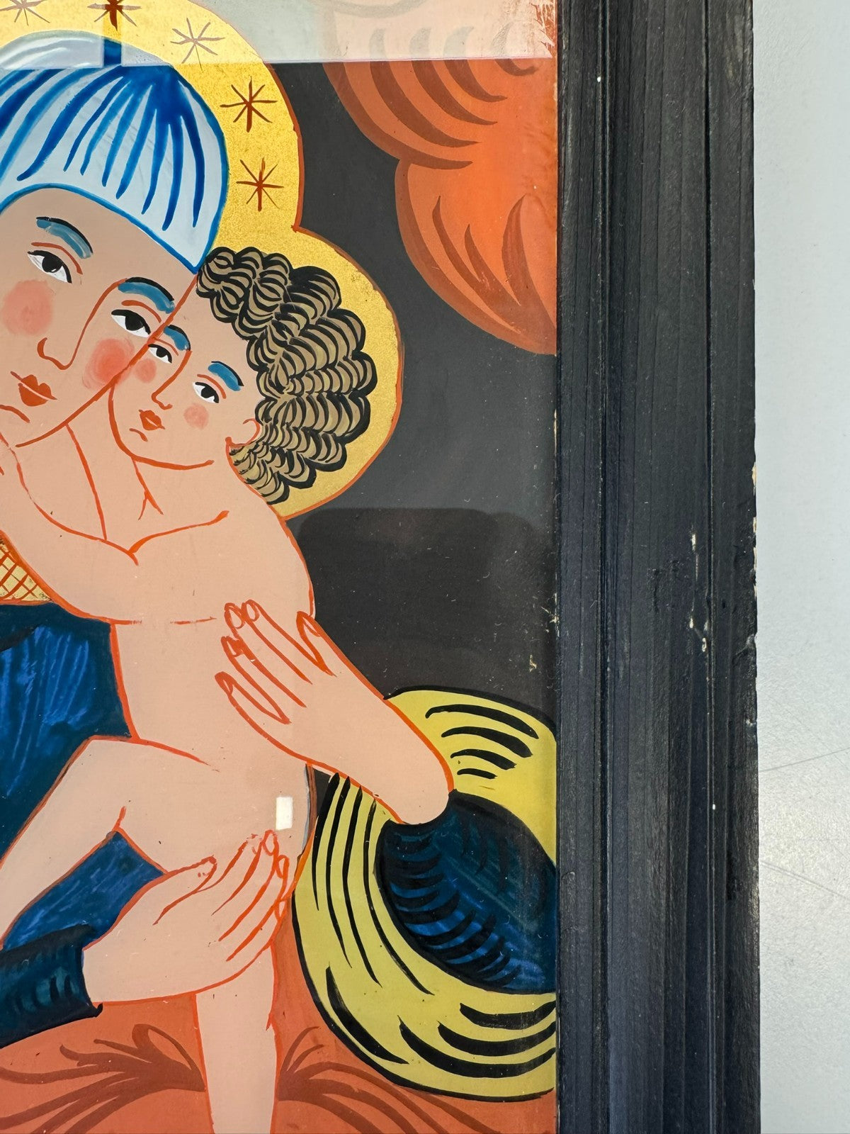 Hinterglasmalerei Heilige Maria mit dem Jesus Kind