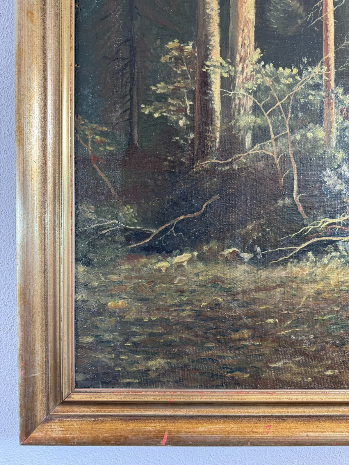 Antikes Ölgemälde Kopie nach Ivan Shishkin von 1941 Wald Landschaft