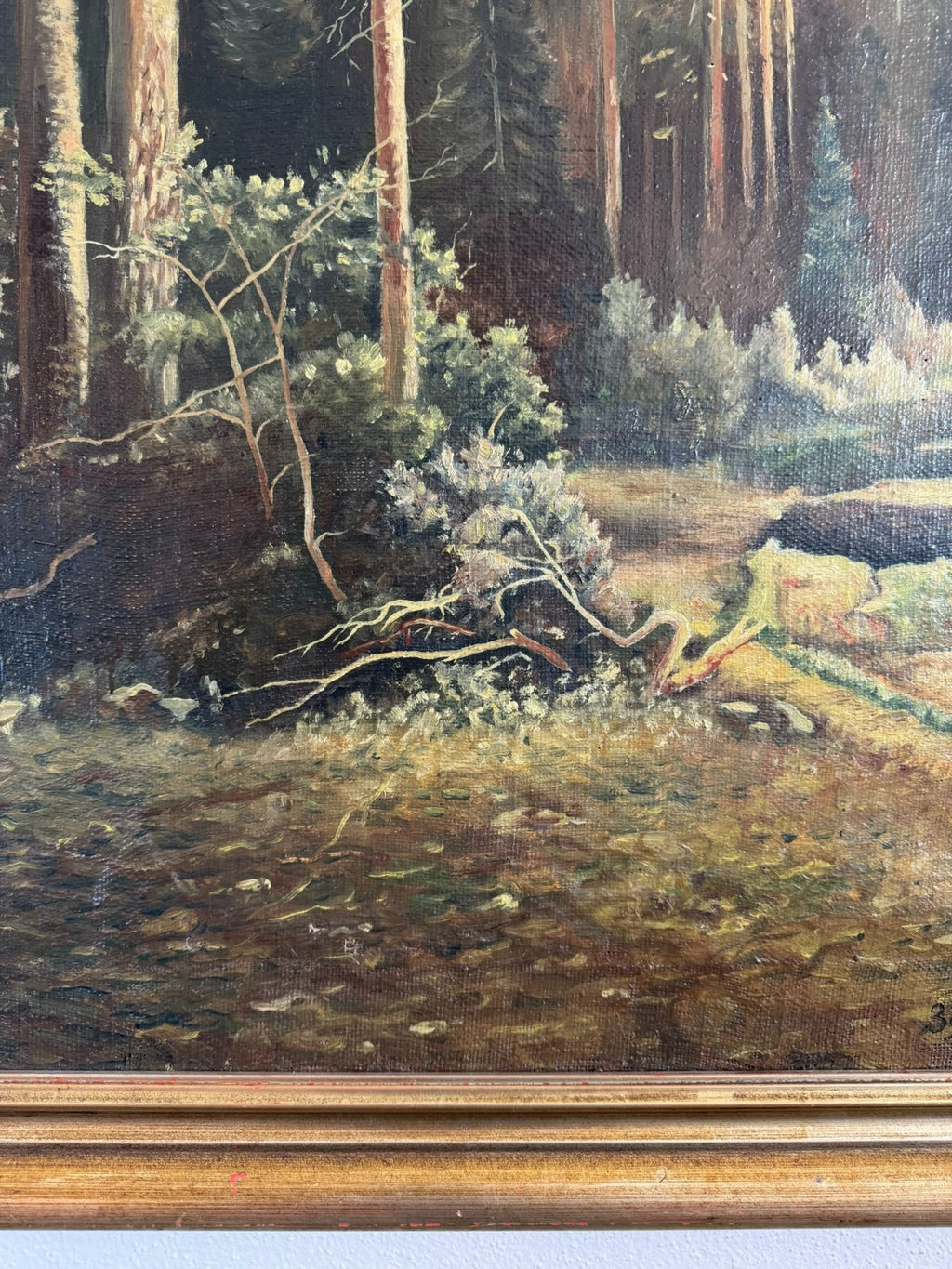 Antikes Ölgemälde Kopie nach Ivan Shishkin von 1941 Wald Landschaft
