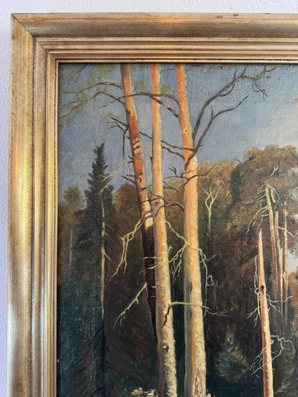 Antikes Ölgemälde Kopie nach Ivan Shishkin von 1941 Wald Landschaft