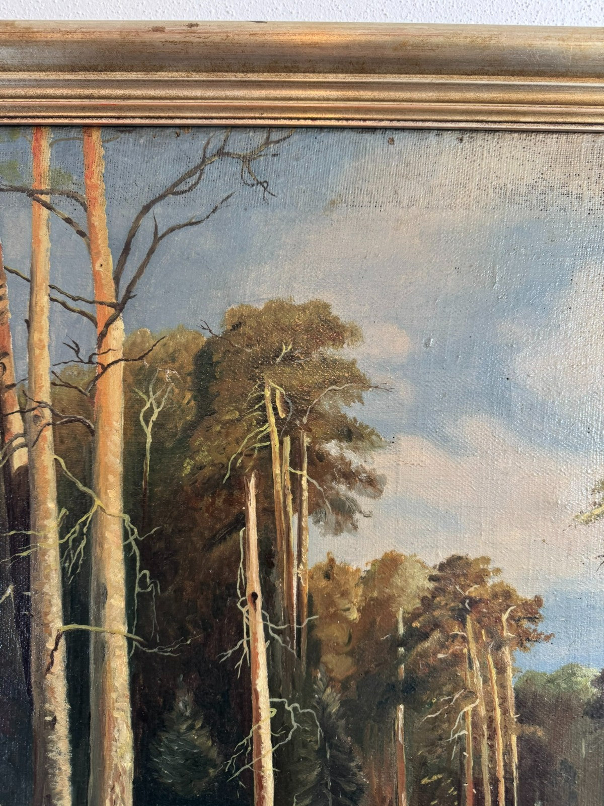 Antikes Ölgemälde Kopie nach Ivan Shishkin von 1941 Wald Landschaft