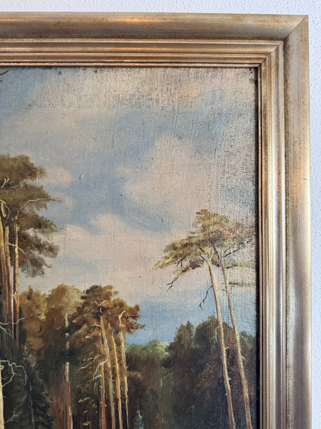 Antikes Ölgemälde Kopie nach Ivan Shishkin von 1941 Wald Landschaft