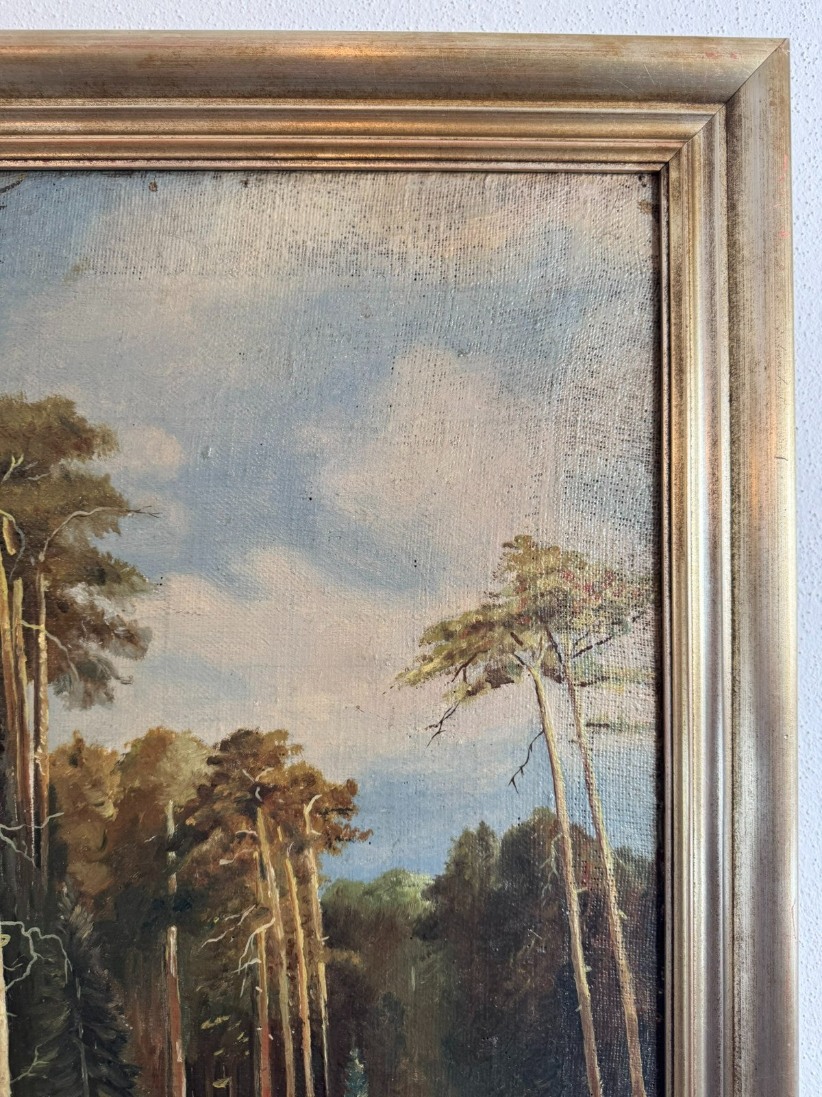 Antikes Ölgemälde Kopie nach Ivan Shishkin von 1941 Wald Landschaft