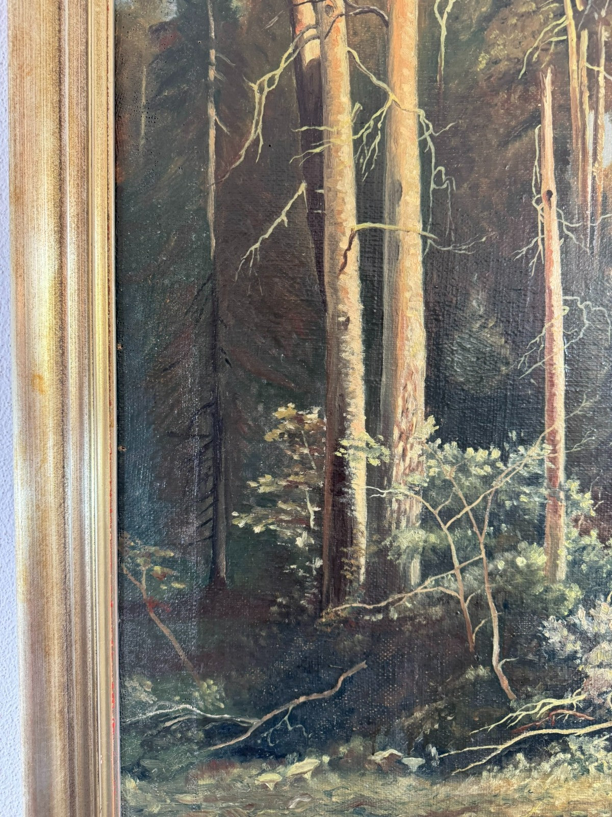 Antikes Ölgemälde Kopie nach Ivan Shishkin von 1941 Wald Landschaft