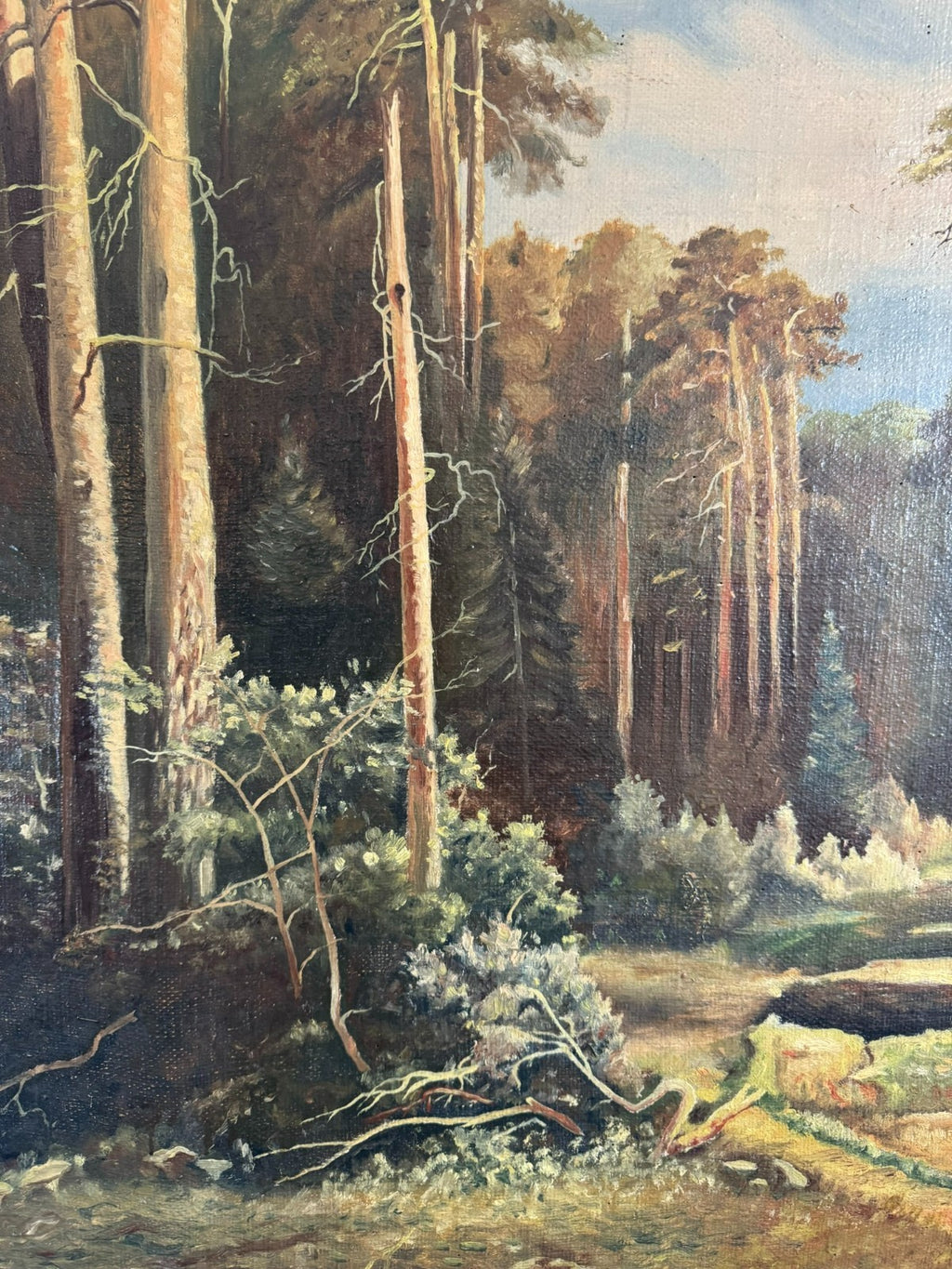 Antikes Ölgemälde Kopie nach Ivan Shishkin von 1941 Wald Landschaft