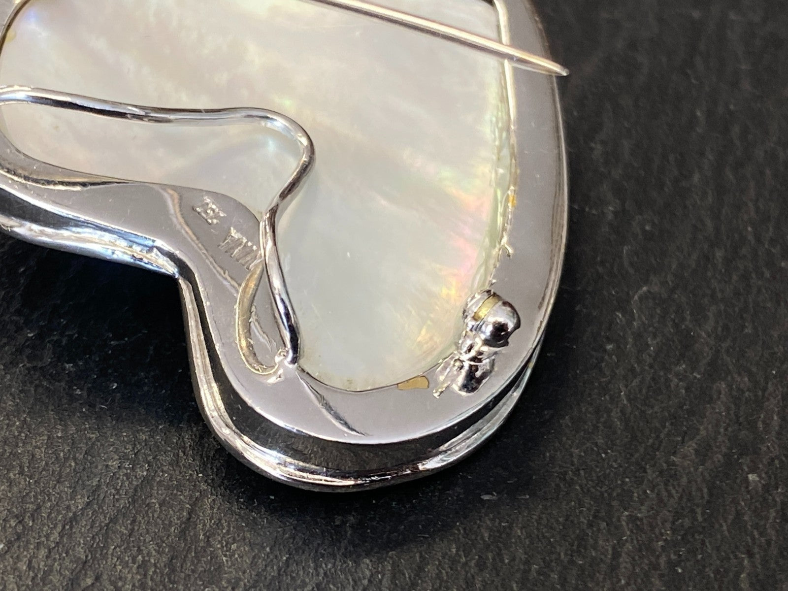 5200,- Nina grosse Brosche Anhänger Mabeperle Weissgold 18K Diamanten 0,6ct