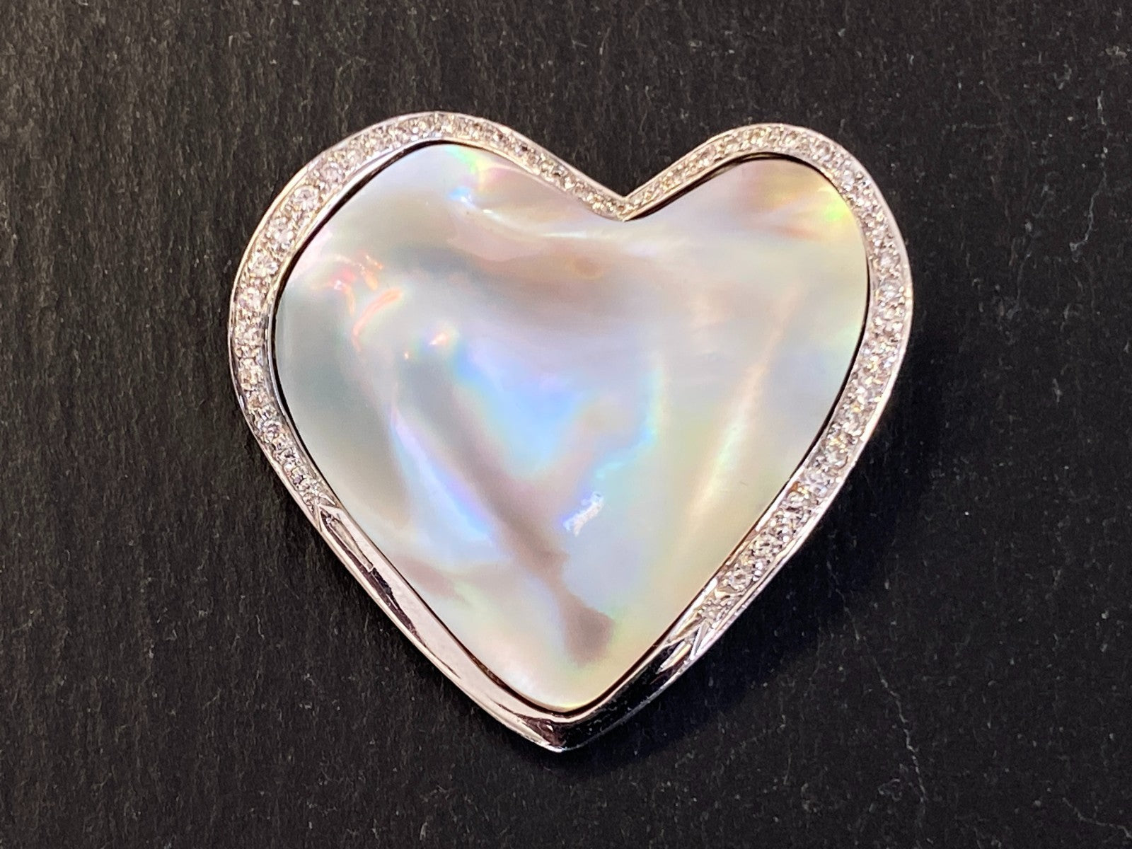 5200,- Nina grosse Brosche Anhänger Mabeperle Weissgold 18K Diamanten 0,6ct