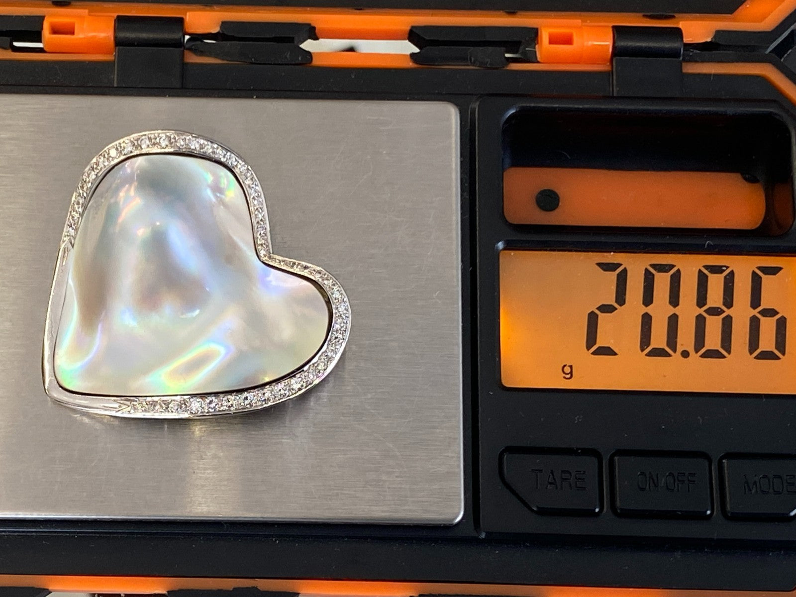 5200,- Nina grosse Brosche Anhänger Mabeperle Weissgold 18K Diamanten 0,6ct